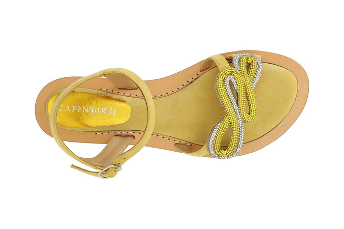 SANDALO GILDA IN CAMOSCIO CON ACCESSORIO STRASS