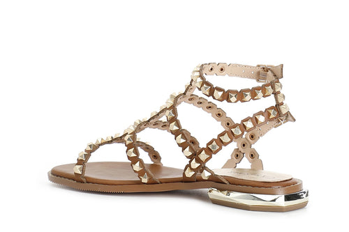 SANDALO DOPPIA FIBBIA CON BORCHIE SFACCETTATE