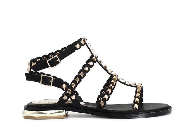 SANDALO DOPPIA FIBBIA CON BORCHIE SFACCETTATE