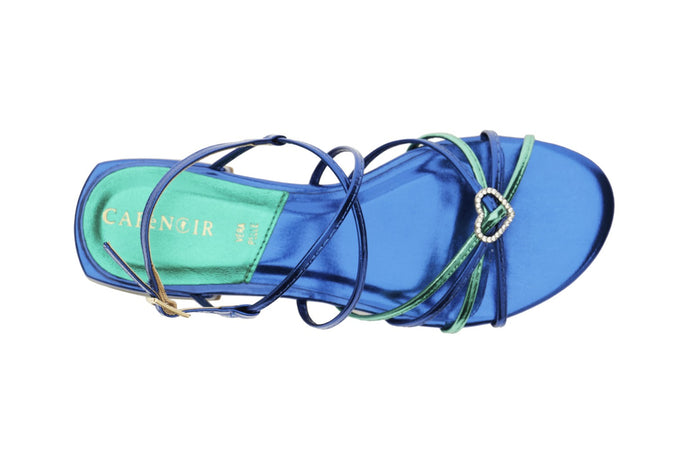 SANDALO LACCINI DOPPIO INCROCIO EFFETTOLAMINATO CON ACCESSORIO