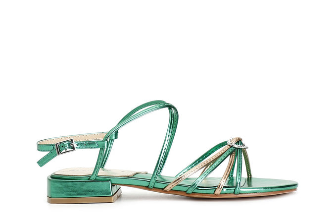 SANDALO LACCINI DOPPIO INCROCIO EFFETTOLAMINATO CON ACCESSORIO