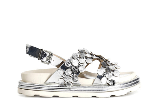 SANDALO ASIMMETRICO MACRO PAILLETTES SPECCHIO