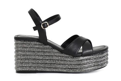 SANDALO INCROCIO IN NAPPA CON ZEPPA STRASS