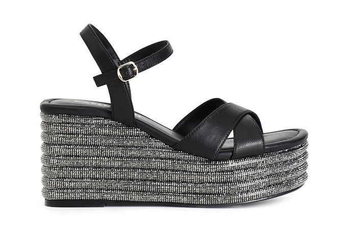 SANDALO INCROCIO IN NAPPA CON ZEPPA STRASS