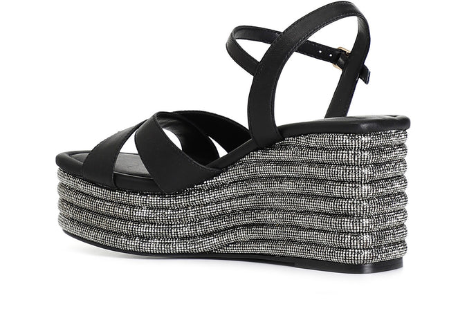 SANDALO INCROCIO IN NAPPA CON ZEPPA STRASS