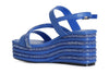 SANDALO ASIMMETRICO STRASS E NAPPA CON ZEPPA RIGHE STRASS