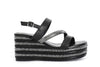 SANDALO ASIMMETRICO STRASS E NAPPA CON ZEPPA RIGHE STRASS