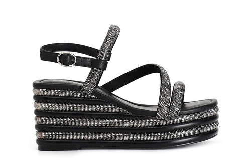 SANDALO STRASS CON ZEPPA RIGHE STRASS