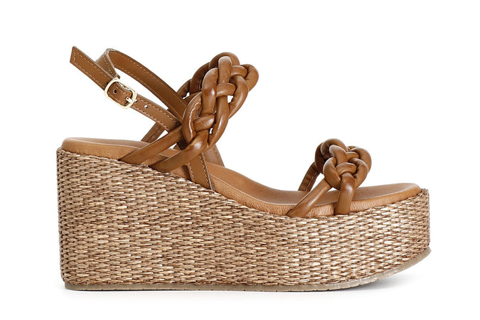 SANDALO FRATE SU ZEPPA FASCIA RAFIA