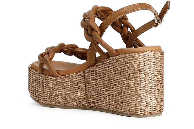 SANDALO FRATE SU ZEPPA FASCIA RAFIA