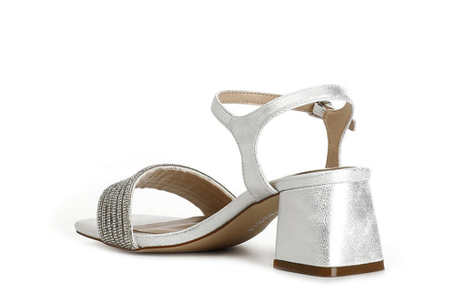 SANDALO GILDA EFFETTO LAMINATO CON MIGNON STRASS DAVANTI