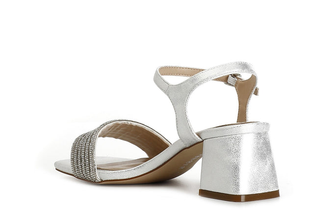 SANDALO GILDA EFFETTO LAMINATO CON MIGNON STRASS DAVANTI