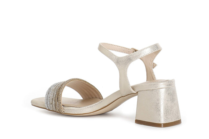 SANDALO GILDA EFFETTO LAMINATO CON MIGNON STRASS DAVANTI
