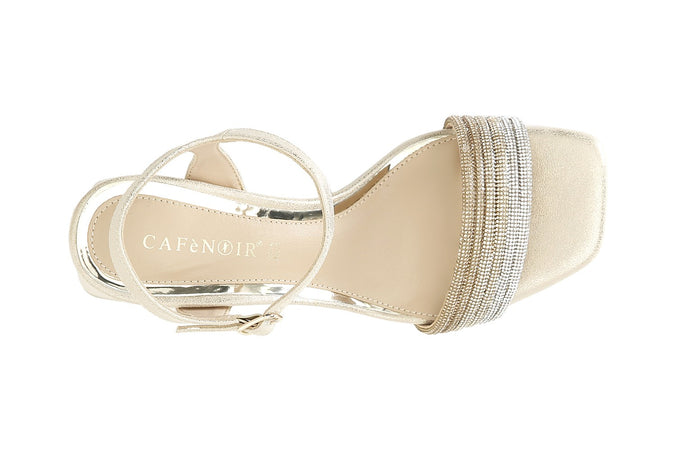 SANDALO GILDA EFFETTO LAMINATO CON MIGNON STRASS DAVANTI