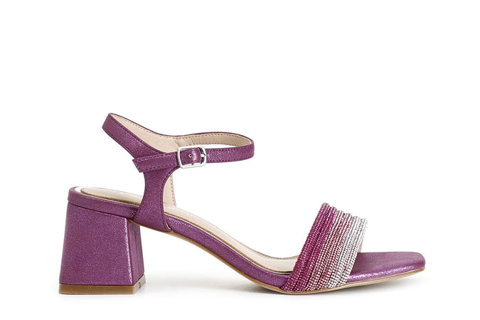 SANDALO GILDA EFFETTO LAMINATO CON MIGNON STRASS DAVANTI