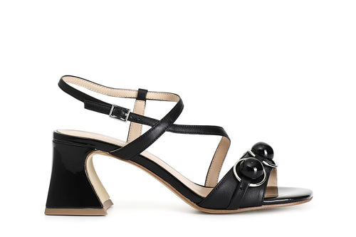 SANDALO CON FASCIA E ACCESSORIO TRE SFERE IN NAPPA