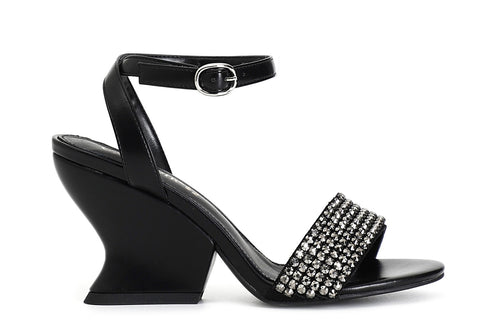 SANDALO CON FASCIA STRASS E CINTURINO ALLA CAVIGLIA