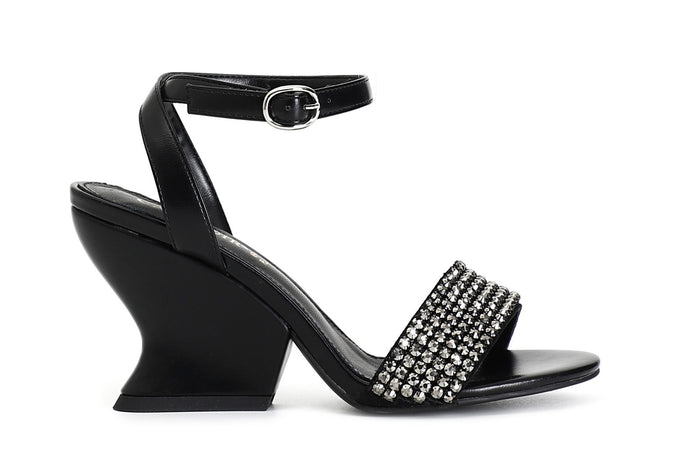 SANDALO CON FASCIA STRASS E CINTURINO ALLA CAVIGLIA