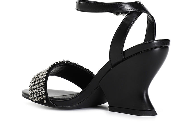 SANDALO CON FASCIA STRASS E CINTURINO ALLA CAVIGLIA