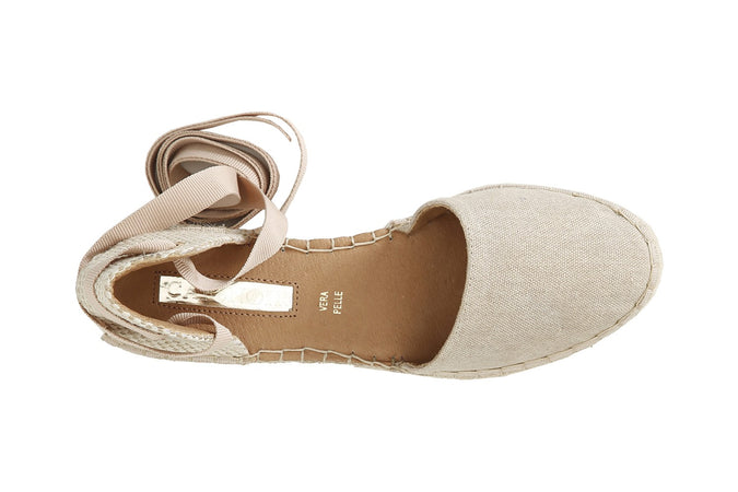 SCARPA IN TESSUTO CON ALLACCIATURA SCHIAVA SU ZEPPA CORDA