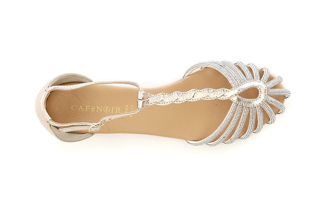 SANDALO IN PELLE CON MIGNON STRASS