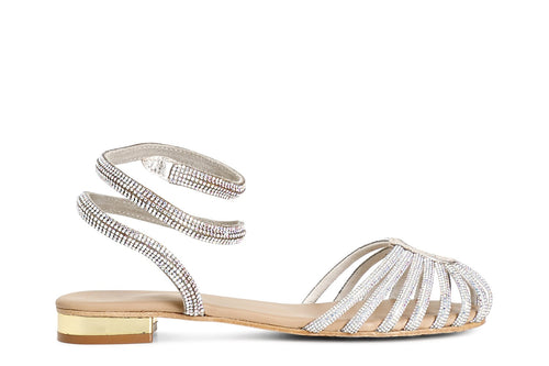 SANDALO IN PELLE E STRASS A GABBIA