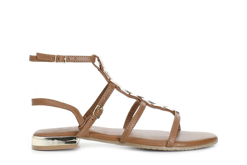 SANDALO IN PELLE GLADIATORE CON ACCESSORIO