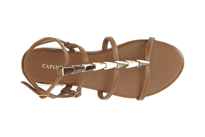 SANDALO IN PELLE GLADIATORE CON ACCESSORIO