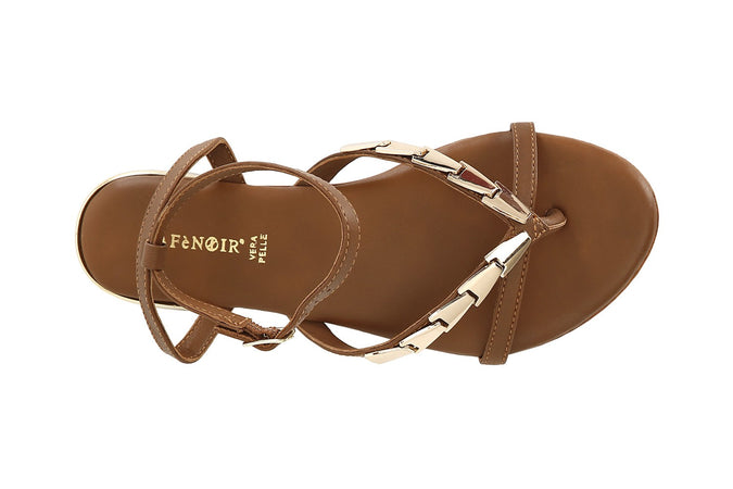 SANDALO IN PELLE INFRADITO CON ACCESSORIO