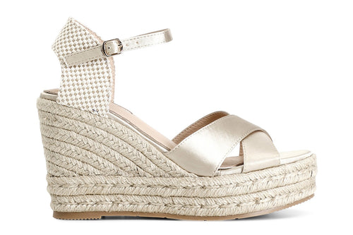 SANDALO IN TESSUTO SU ZEPPA CORDA