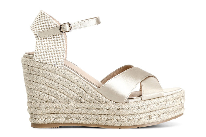 SANDALO IN TESSUTO SU ZEPPA CORDA