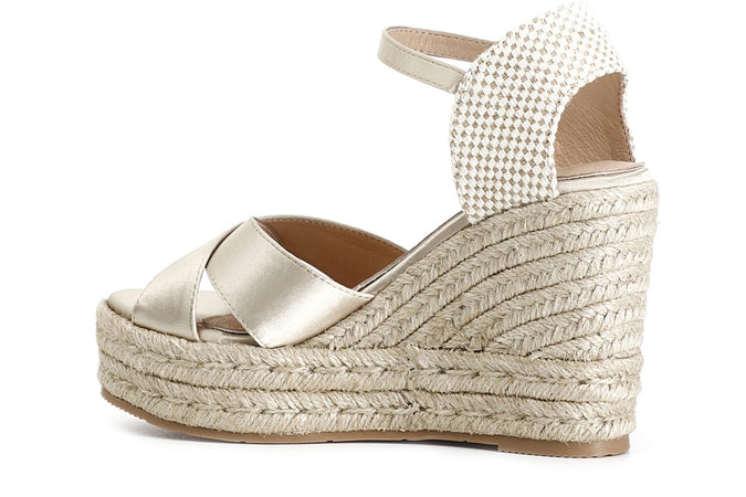 SANDALO IN TESSUTO SU ZEPPA CORDA