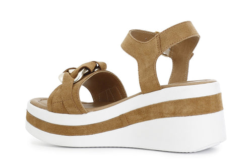 SANDALO IN PELLE SCAMOSCIATA CON ACCESSORIO CATENA