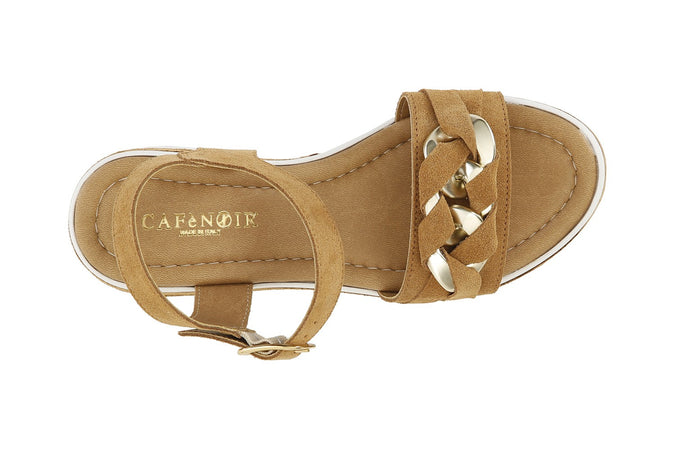 SANDALO IN PELLE SCAMOSCIATA CON ACCESSORIO CATENA