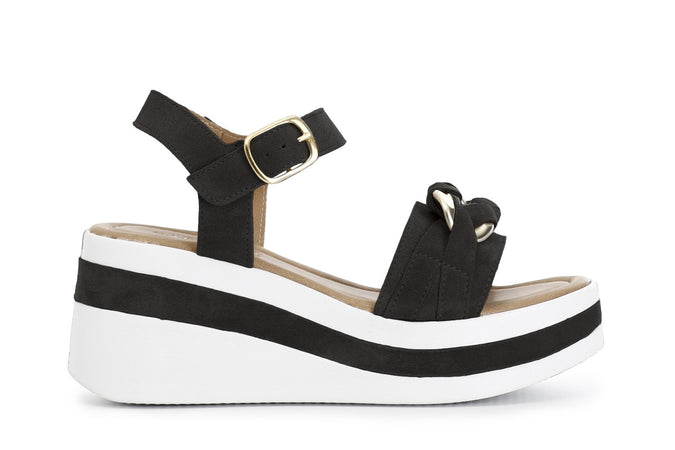 SANDALO IN PELLE SCAMOSCIATA CON ACCESSORIO CATENA