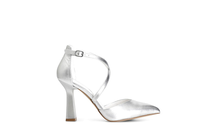 DE'COLLETE' IN PELLE METALLIZZATA CON LACCI INCROCIATI