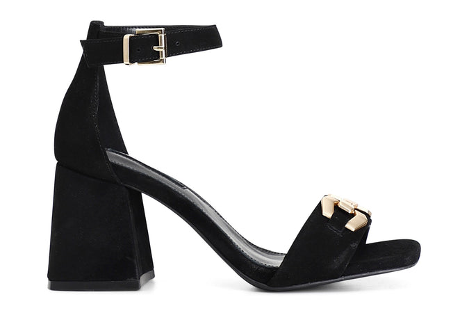 SANDALO CON ACCESSORIO IN PELLE SCAMOSCIATA