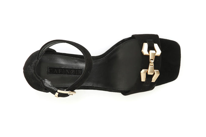 SANDALO CON ACCESSORIO IN PELLE SCAMOSCIATA