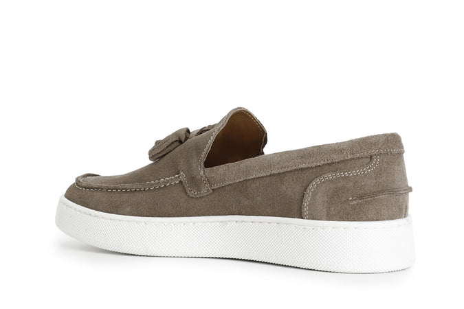 MOCASSINO IN PELLE SCAMOSCIATA CON NAPPINE CON SUOLA A CASSETTA