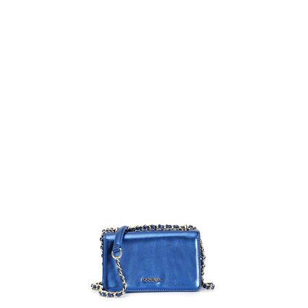 MINIBAG CON PATTINA CON MATERIALE EFFETTO METALLIZZATO E TRACOLLA CATENA