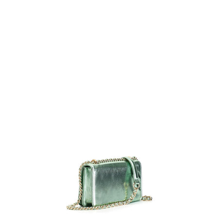 MINIBAG CON PATTINA CON MATERIALE EFFETTO METALLIZZATO E TRACOLLA CATENA