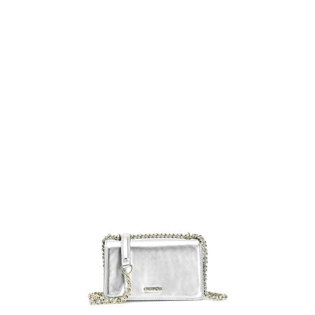 MINIBAG CON PATTINA CON MATERIALE EFFETTO METALLIZZATO E TRACOLLA CATENA