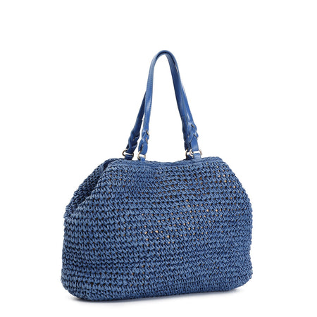 TOTE A LAVORAZIONE CROCHET CON CHARM COLORATO A CUORE CON BORDO IN RAFIA