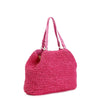 TOTE A LAVORAZIONE CROCHET CON CHARM COLORATO A CUORE CON BORDO IN RAFIA