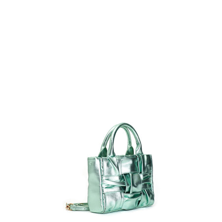 MINI TOTE INTRECCIATO EFFETTO METALLIZZATO