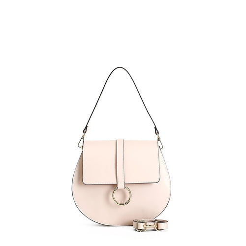 BORSA A SPALLA CON PATTINA IN PELLE LISCIA