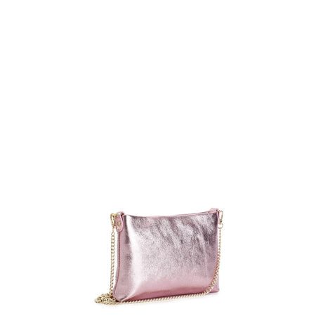 POCHETTE IN PELLE LAMINATA CON TRACOLLEIN CATENA