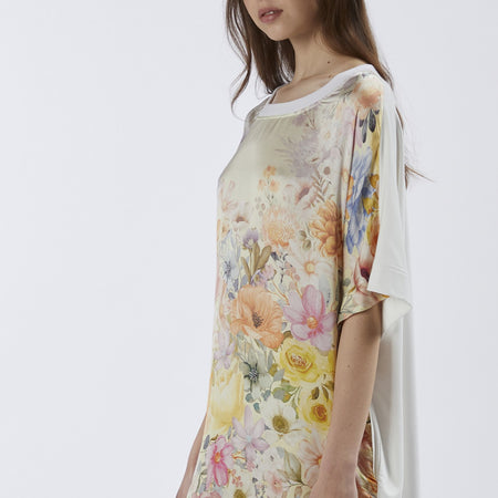 ABITO BIMATERIALE CON DAVANTI STAMPATO