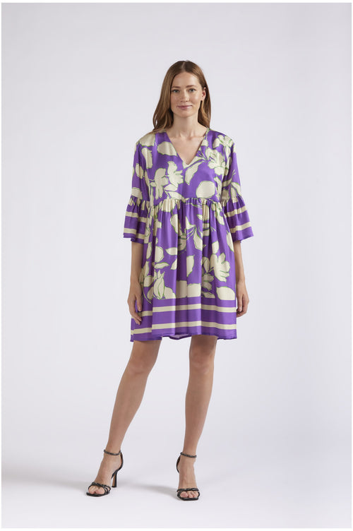 ABITO CON INCRESPATURA ALLA VITA STAMPATO