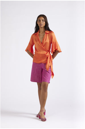 CAMICIA INCROCIATA IN SATIN